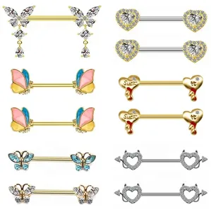 Gaby New <strong>Gold</strong> Surgical Steel Heart <strong>Nipple</strong> <strong>Ring</strong> Women's Wedding Jewelry-Pink Stainless Steel <strong>Nipple</strong> Piercing Jewelry Wholesale