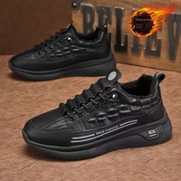 Chaussures décontractées d'hiver pour hommes, tige en microfibre, semelle extérieure, fermeture à bande élastique, baskets légères et chaudes, semelle souple, chaussures pour étudiants