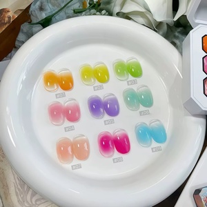 เจลทาเล็บสีพื้น 9 สี สีสันสดใส ไล่เฉดสี ทาเล็บแบบไล่สีได้  ล้างออกได้ด้วยน้ำยาล้างเล็บ ใช้กับหลอด UV/LED สำหรับตกแต่งเล็บแบบ DIY หรือในร้านทำเล็บ - Product Image 4