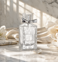 Flacon de parfum en verre personnalisable avec logo, 30ml/50ml, atomiseur transparent avec couvercle à nœud