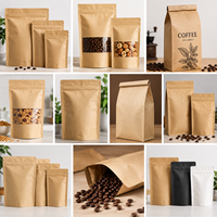 Sac en papier kraft brun recyclé durable en gros ECO pour l'emballage des grains de café, logo personnalisé