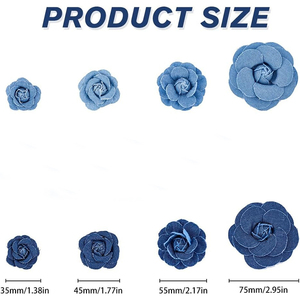 Fleurs en tissu denim en gros pour accessoires de cheveux de bébés filles, fleurs en mousseline, bandeaux de boutique, pinces à cheveux - Product Image 5
