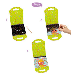 スクラッチ-木製スタイラスレインボーミニノートスクラッチマジックノートがセットされた動物アートノート - Product Image 4