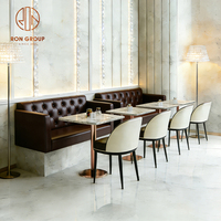 Table de café en marbre avec chaises, ensemble de meubles pour restaurant, banquette, canapé, banc