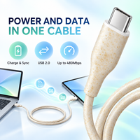 Câble de charge rapide USB-C vers USB-C OEM 60W certifié GRS 100% recyclé PD Type-C pour téléphones, ordinateurs portables, tablettes, appareils photo