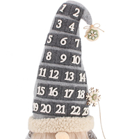 Zaves Einzigartiger Weihnachtswichtel-Kalender 25 Zoll Grauer Filz Niedlicher Countdown Plüsch Sammlerstück Dekoration
