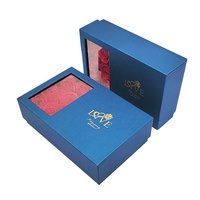 Boîte cadeau d'emballage de bijoux en forme de fleur de savon rose avec couvercle rigide et base personnalisée avec fenêtre transparente pour colliers/bagues