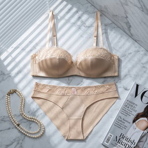 Conjunto de Lencería de Satén con Encaje para Mujer, Sujetador con Aros y Braguita, 2 Piezas, Lencería Elegante y Sexy para Mujer - Product Image 4