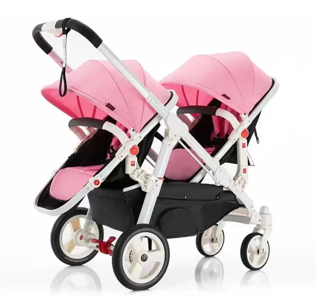 2022 New Design Großhandel 3 In 1 Klappbarer abnehmbarer Doppel-Kinderwagen Twin Kinderwagen für 0-3 Jahre alte Babys für Reisen im Freien