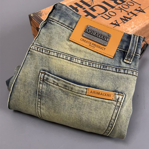 Jeans haut <span class=keywords><strong>de</strong></span> gamme pour hommes, coupe droite, pour le printemps et l'automne, nouvelle collection 2026, élastiques, décontractés, longs, production d'usine - Product Image 1