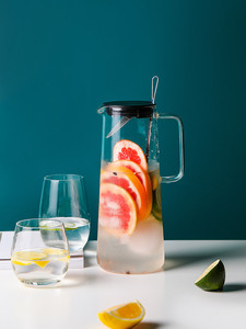 Carafe à eau en verre de 48 oz avec couvercle en acier inoxydable, carafe pour boissons froides, pichet à jus de citron - Product Image 3