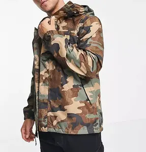 Custom Waterproof Coats All-over Camouflage Print Streetwear High Neck Windbreaker Jacket