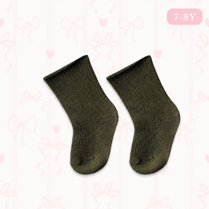 Chaussettes pour enfants BOHOPANNA, couleur olive foncé, taille 7 8Y, coton de qualité supérieure, respirantes, confortables, extensibles, toucher doux, choix quotidien - Product Image 1