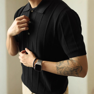 <span class=keywords><strong>Polo</strong></span> da <span class=keywords><strong>Uomo</strong></span> in Maglia Jacquard Retrò Traspirante in Poliestere, Stile Giapponese, <span class=keywords><strong>Manica</strong></span> <span class=keywords><strong>Corta</strong></span>, Leggera - Product Image 3