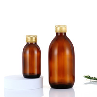 Bouteille pour liquide buccal de 30ml, 60ml, 100ml, flacon rond en verre, ambre végétale avec bouchon en aluminium