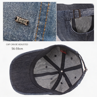 Casquette de baseball vintage en coton délavé multi-panneaux pour hommes et femmes, style 'Dad Hat' en denim, réglable, style 'Trucker', profil bas, toutes saisons, devant uni