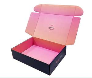 Caja de Embalaje de Cartón Corrugado Reciclable con Laminación Mate Impresa Personalizada para Camisetas y Ropa - Product Image 3