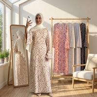 Nouvelle Abaya Loriya à imprimé floral pour l'Aïd, robe d'été modeste pour femmes musulmanes, élégante, ample, à manches larges, robe maxi islamique