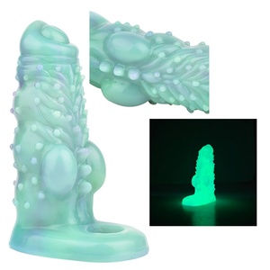 Extensor de Pene de Silicona Luminoso de 6 Pulgadas con Anillo para Pene, Partículas de Masaje Suaves, Juguetes Sexuales Masculinos para Agrandar el Pene - Product Image 1
