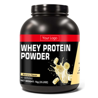 Supplément de nutrition sportive pré-entraînement OEM 1 kg de protéines de lactosérum en poudre saveur banane, vente en gros de protéines pour la récupération musculaire