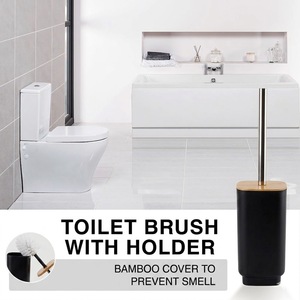 Juego de Accesorios de Baño de Bambú Moderno, Ecológico, Duradero y Reciclable de 6 Piezas, Dispensador de Jabón, Bote de <span class=keywords><strong>Basura</strong></span> de Plástico Negro - Product Image 5