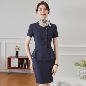 Women's Formal Suit Summer 2024 Short Sleeve Polyester Breathable Workwear For Office Job Interview Hotel Uniform - Product Image 3