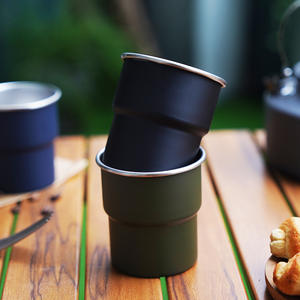 आउटडोर पोर्टेबल कैंपिंग बीयर कॉफी कप 304 स्टेनलेस स्टील एकल लुढ़का पानी चरण मिनी लट्टे कॉफी मग - Product Image 5