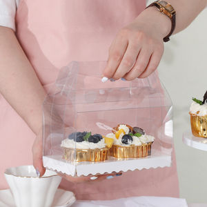 1 <span class=keywords><strong>2</strong></span> <span class=keywords><strong>3</strong></span> حفرة الحيوانات الأليفة المحمولة المعجنات كب كيك مربع شفافة كاسات للمفن كيك كعكة صناديق مع مقبض - Product Image 5