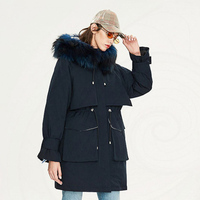 Vente en gros personnalisée Manteau en duvet de canard hiver 2023 pour femmes Parka de longueur moyenne Veste pour femmes en fourrure