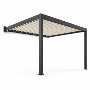 Pérgola de Aluminio de 3x3m para Montar en la Pared con Iluminación LED Cálida, Toldo para Balcón de Apartamento Urbano, RK-C1 - Product Image 1