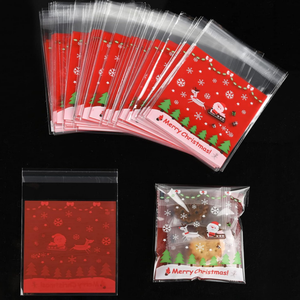Sacs en cellophane de Noël refermables, sacs cadeaux en plastique scellés avec <span class=keywords><strong>fermeture</strong></span> adhésive pour pâtisseries, biscuits et bonbons - Product Image 3