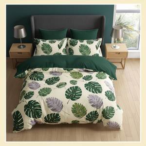 Ensemble de couette classique à imprimé feuillage 100% coton, literie respirante pour la maison, housse de couette toutes saisons avec taies d'oreiller - Product Image 1