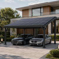 Kit Kanopi Mobil Tenaga Surya 10KW untuk Dua Mobil, Panel Surya Monokristalin, Tahan Air, Sistem Grid-Tied/Hybrid untuk Rumah dan Kantor