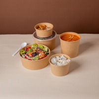 Bols à salade en papier kraft à double paroi de 1100 ml, 165 cal, avec couvercle en PP/papier, pour emporter, échantillon gratuit, pour emballage de sucettes et de produits alimentaires