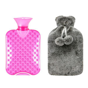 Bolsa de Agua Caliente de PVC con Funda de Felpa con Bolitas, Botella de Agua Caliente Convexa para Calentar las Manos - Product Image 5