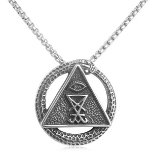 Pendentif triangle Viking en acier inoxydable pour hommes, collier géométrique avec œil, style rétro punk 231021 - Product Image 5