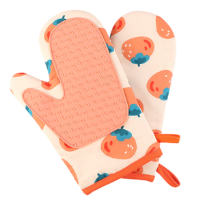 Gants de four personnalisés en coton et silicone, antidérapants, double face, résistants à la chaleur, conformes aux normes FDA, avec protection étendue du <span class=keywords><strong>poignet</strong></span> - Product Image 1