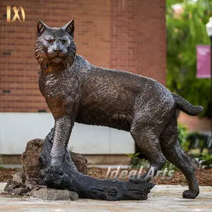 定制户外学校大型青铜野生动物园动物野猫雕像雕塑