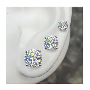 Lüks takı gümüş VVS Moissanite elmas top küpeler erkekler ve kadınlar için klasik Moissanite vida saplama küpe