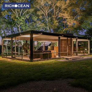 ศาลาในสวนแบบหรูหรามีมอเตอร์ทำจากอลูมิเนียมชีวภาพหลังคาแบบแบนกระจกสองชั้นกลางแจ้งบานเกล็ด - Product Image 1