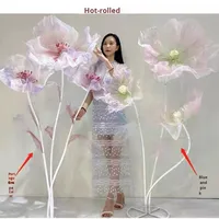 Dekorasi Panggung Pernikahan Bunga Poppy Sutra Raksasa Trendi, Properti Penunjuk Jalan, Seni Floral, Pameran, Dekorasi Jendela