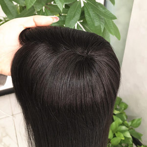 Topper de Cabello para Red de Pesca, Hecho a Mano, 100% Cabello Humano, Calidad Superior, Topper Lujoso de 16 Pulgadas, Estilo de Cabello Negro Marrón Oscuro - Product Image 5
