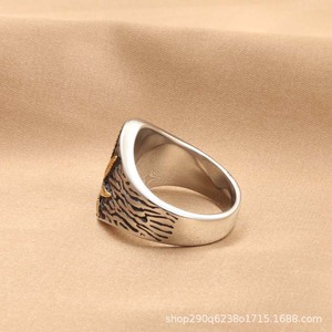 Bague en acier inoxydable doré pour homme, motif feuille, style décontracté, ethnique, rétro, tendance, motif végétal, géométrique, Guangzhou - Product Image 3