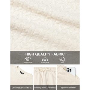 FOXA Mens Summer Outfits 2 Piece Short <b>Set</b> Casual Crew Neck Shirt And Vacation Shorts Breathable Cotton <b>Knitted</b> <b>Set</b> - Product Image 6