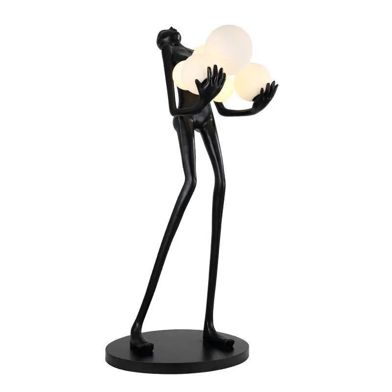Creative Human-Shaped Large Human Body Decoration Art Sculpture ball Resin Standing Floor Lamp for Home decoration