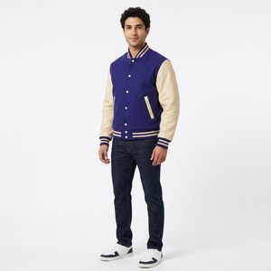 Cheap Price <b>Men's</b> Winter Varsity <b>Jacket</b> Chenille Embroidery Stand Collar Breathable 100% Cotton Custom <b>Baseball</b> Letterman <b>Jacket</b> - Product Image 1