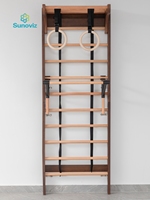 Barras Suecas de Gimnasia, Escalera de Pared, Barra de Dominadas Ajustable de Madera, Equipo de Gimnasio en Casa para Fitness y Fisioterapia