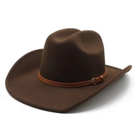 Sombrero de Vaquero Unisex Retro de Fieltro Estilo Western, Fedora de Diseñador de Alta Calidad, Personalizado al por Mayor para Fiestas, Viajes, Deportes y Pesca