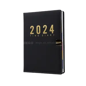 A5 Size Agenda Printing Dated Daily Weekly Monthly PU Leather Cover Planners And Notebooks Custom 2024 2025