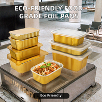 Barquettes rectangulaires en aluminium lisse, jetables, écologiques, en PP de qualité alimentaire, pour la restauration hôtelière